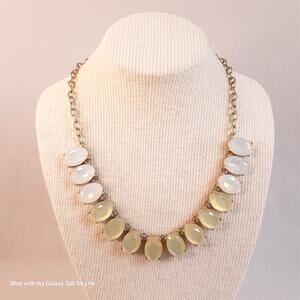 Choker Bib Necklace With Faceted Oval Moonstones On Cable Chain Links